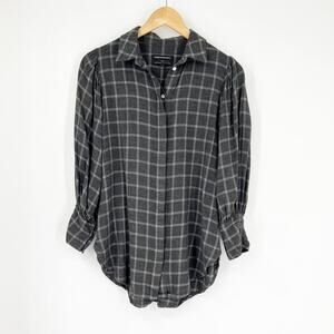 Something Navy Gray Plaid Button Down Shirt Size XS